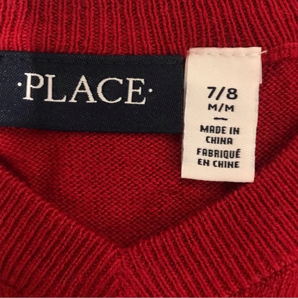 The Childrens Place Red Argyle Crewneck Sweater NWT Size 7/8